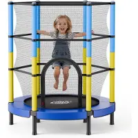 Vevor 142 cm trampoliini lapsille, taaperoiden minitrampoliini, 60 kg kapasiteetti sisä- ja ulkoleikkilelut koteloverkolla, helppo koota, joululelut syntymäpäivälahjat tytöille ja pojille