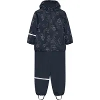 CeLaVi Rainwear Set - Aop, W. Fleece - Navy - 120