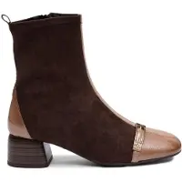 Hispanitas for woman. BHI265016 Brown leather Varsovia ankle boots (37), Beige, 1 to 3 cm, Zip, Casual
