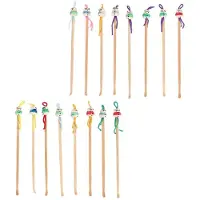 Melitt 16 Pcs Assorted Color China doll Top Wood Earwax Scoop Earpick