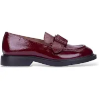 Wonders for woman. A-5303 Burgundy Lack Leather Loafers (40), Flat, None, Maroon, Classic, Patent Leather