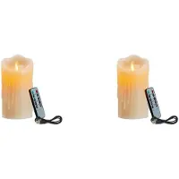 Jojomino 2X LED Candles, Flickering Flameless Candles,Rechargeable Candle, Real Wax Candles with Remote Control,15cm