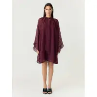Y.A.S Yasliana Ls Tie Neck Dress S. - Burgundy - 40