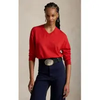 Ralph Lauren for woman. 211A96230005 Wool jumper with a red V-neck (L), Casual, Long sleeve