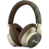 GUESS PU 4G Gold Script Metal Logo ENC langattomat kuulokkeet - ruskeat