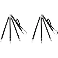 Jojomino 2X 3 Way Dog Leash, Nylon Adjustable Coupler No Detachable 3 in 1 Multiple Dog Pet Cat Puppy Leashes (Black)
