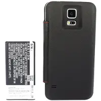 123accu Samsung Galaxy S5 tehoakku 5600 mAh - Mustalla Flip Cover suojakotelolla