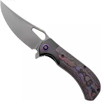 Kizer Cutlery Cyclone S35VN kääntöveitsi, Black Ti & Purple Haze FatCarbon, Matte DLC Ultra