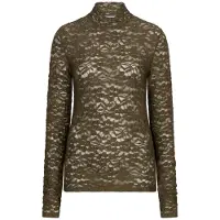 Dante 6 -Irony Lace Turtle Neck Top - Khaki green - S
