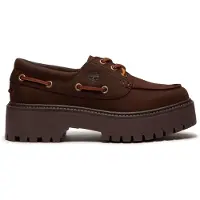 Timberland for woman. TB0A2GVFW071 Dark brown Stone Street platform boat shoes (36 W), Leather, 3 to 5 cm, Laces, Casual