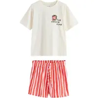 Next Pyjamashortsit kerma / pastellinpinkki / punainen / musta