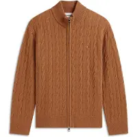 Tommy Hilfiger Lambswool Cable Zip Through - Brown - XXL