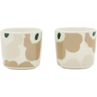 Marimekko Unikko muki ilman kahvaa, 2 osaa Valkoinen–vaalean hiekan–beige–tummanvihreä, 20 cl