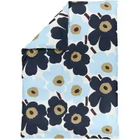 Marimekko Unikko pussilakana 150x210 cm Off white-blueberry-cold blue