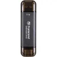 Transcend ESD310C 1 Tt USB 3.2 Gen 2x2 (USB-C/USB-A) -ulkoinen SSD, laitteistosalaus, salasanasuojaus, pelikäyttöön, musta