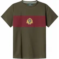 Hackett London for boy. HK5000068 Green Crest Panel T-shirt (2Años= 92cm), Casual, Cotton, Short sleeve, children's fashion