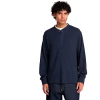 Timberland Waffle Henley Ls Polo - Navy - M