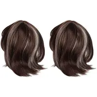 Jojomino 2X Women Cosplay Wig Medium Haired Girls Medium Long Hair with Mixed Gold Fringe + Brown