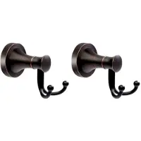 Typecat 2X Bronze Towel Hooks, Bathroom Robe Hook Oil Rubbed, Heavy Duty Double Towel Hooks Bath Farmhouse Coat Clothes Hook