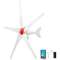 Vevor 800 W:n 12 V:n tuuliturbiinigeneraattori, 5-lapainen tuuliturbiinisarja tuuli- ja aurinkohybridiohjaimella, tehokas 3-vaiheinen vaihtovirtatuulivoimageneraattori matkailuautoille, veneille, koti