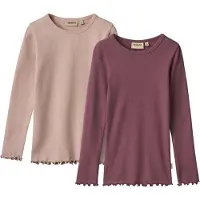Wheat 2 Rib T-Shirts L/S Ida - Purple - 122