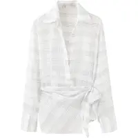 Mango Bow Check Shirt - Beige - L