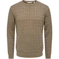 Only & Sons Onsloui Reg 12 Cabel Crew Knit Noos - Brown - M