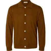 Selected Slmtray Ls Merino Struc Polo Cardigan - Brown - M