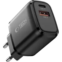 Tech-Protect NCA65W-GAN 65W:n seinälaturi, USB-C PD ja USB-A QC3.0 - musta