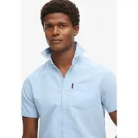 Superdry for man. M4010623A Blue short sleeve oxford shirt (L), Casual, Cotton