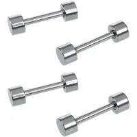 Jojomino 2 Pair of Men's Barbell Titanium Steel Ear Studs Earrings 3mm Silver Color