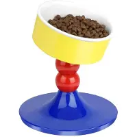 Semoic Cat Bowl Raised Elevated Wide Dish for Food and Water with Adjustable Stand