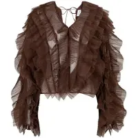 Dante6 -Phora Tulle Ruffled Top - Brown - 38