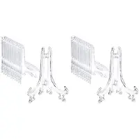 Jojomino 48 Pieces Plastic Easel Plate Display Stands Holders Picture Easel At Weddings, Home Decoration (Clear, 5 Inch)