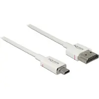 DeLOCK 85149, 1 m, HDMI-tyyppi A (vakio), HDMI-tyyppi D (mikro), 3840 x 2160 pikseliä, 3D, Valkoinen