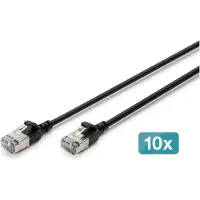 Digitus DK-1632-A-020S-BL-10, 2 m, Cat6a, F/FTP (FFTP), RJ-45, RJ-45, Musta