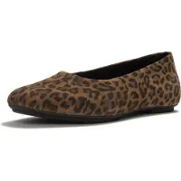 FitFlop for woman. ADR-E76 Delicato Leopard brown ballet flats (3), Split Leather, None, Casual, Animal Print