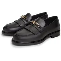 Tommy Hilfiger Th Chain Fringe Leather Loafer - Black - 42