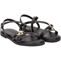 Wonders for woman. AB-1823_941_5792 Musa 23 Black Leather Sandals (37), Flat, Buckle, Casual