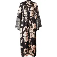 Hunkemoller Kimono Long Satin Lace Flower - Black - XL/XXL