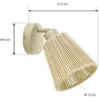 LINDBY Seinävalaisin , Anuva, himmennettävä, Beige, Makuuhuone, Paperi / pahvi, Maalaistalo / rustiikki