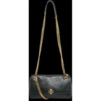 Tory Burch Charlie Quilted Small Shoulder Bag - Black - ONE SIZE