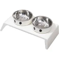 Melitt Elevated Pet Dog Feeder Bowls Raised Stand with Double Stainless Steel Food Water Bowls for Small Medium Large Dogs Cats