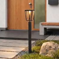 LUCANDE LED-pylväsvalaisin Lynx, 95,5 cm, musta, IP65 Lynx, Musta, Metalli, Moderni