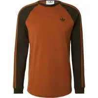 Adidas Originals Paita '3-Stripes Long Sleeve' tummanruskea / mandariini