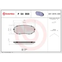 Brembo Jarrupalat Etu, P 54 059 - Mitsubishi - L-200. Mazda - Cx-5, Cx-7, Cx-9. Ford - Edge