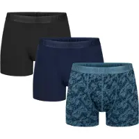 Urberg Men's Bamboo Printed Boxers 3-Pack Mallard Blue Print + Black Beauty + Dark Navy M