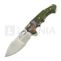 Andre de Villiers Alpha S Mini kääntöveitsi, Acid Rain & Green Carbon Fiber
