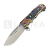 Andre de Villiers Ratel Satin kääntöveitsi, Acid Rain & Black/Blue Carbon Fiber