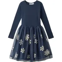 Molo Cyrus Dress Ls Snowflakes Snowflakes 146/152 cm Laivastonsininen 146/152 cm Tytöt